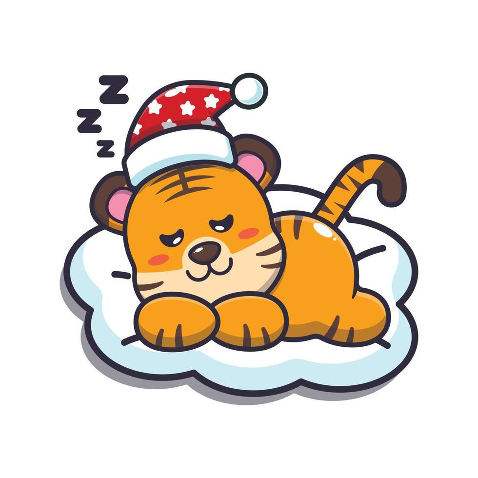 Cute tiger sleep cartoon vector illustration