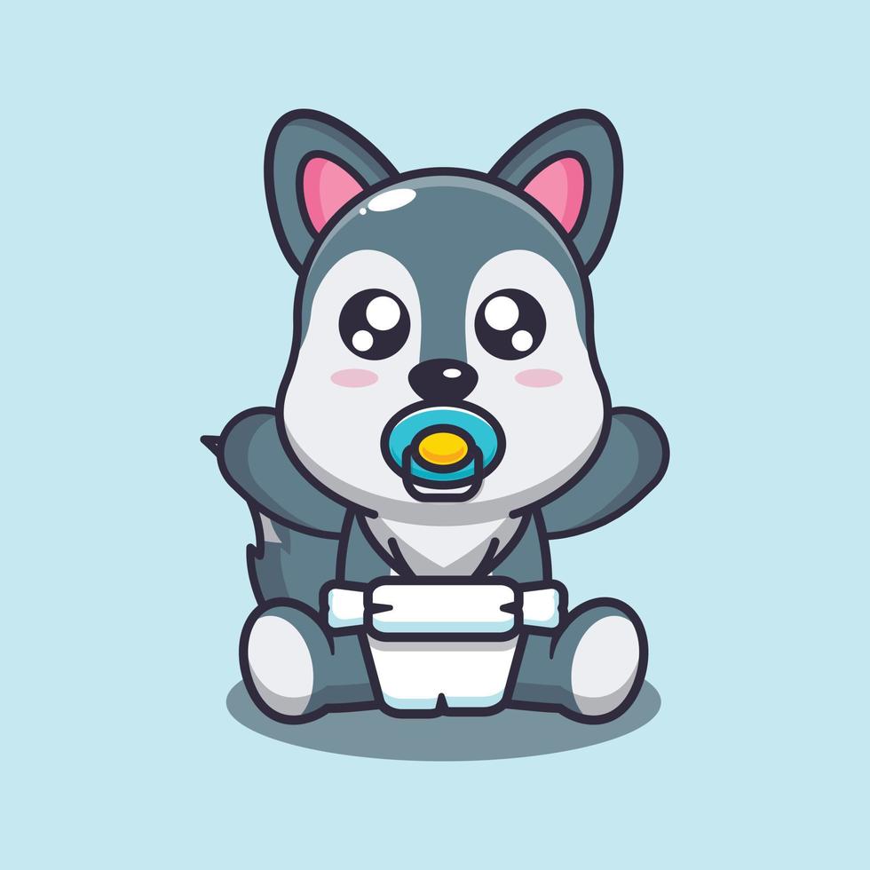 Cute baby wolf cartoon vector illustration 6664638 Vector Art at Vecteezy