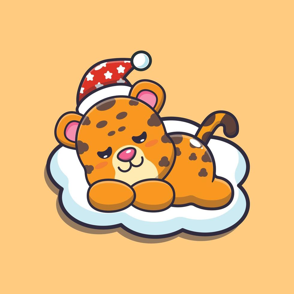 Cute leopard sleep cartoon vector illustration