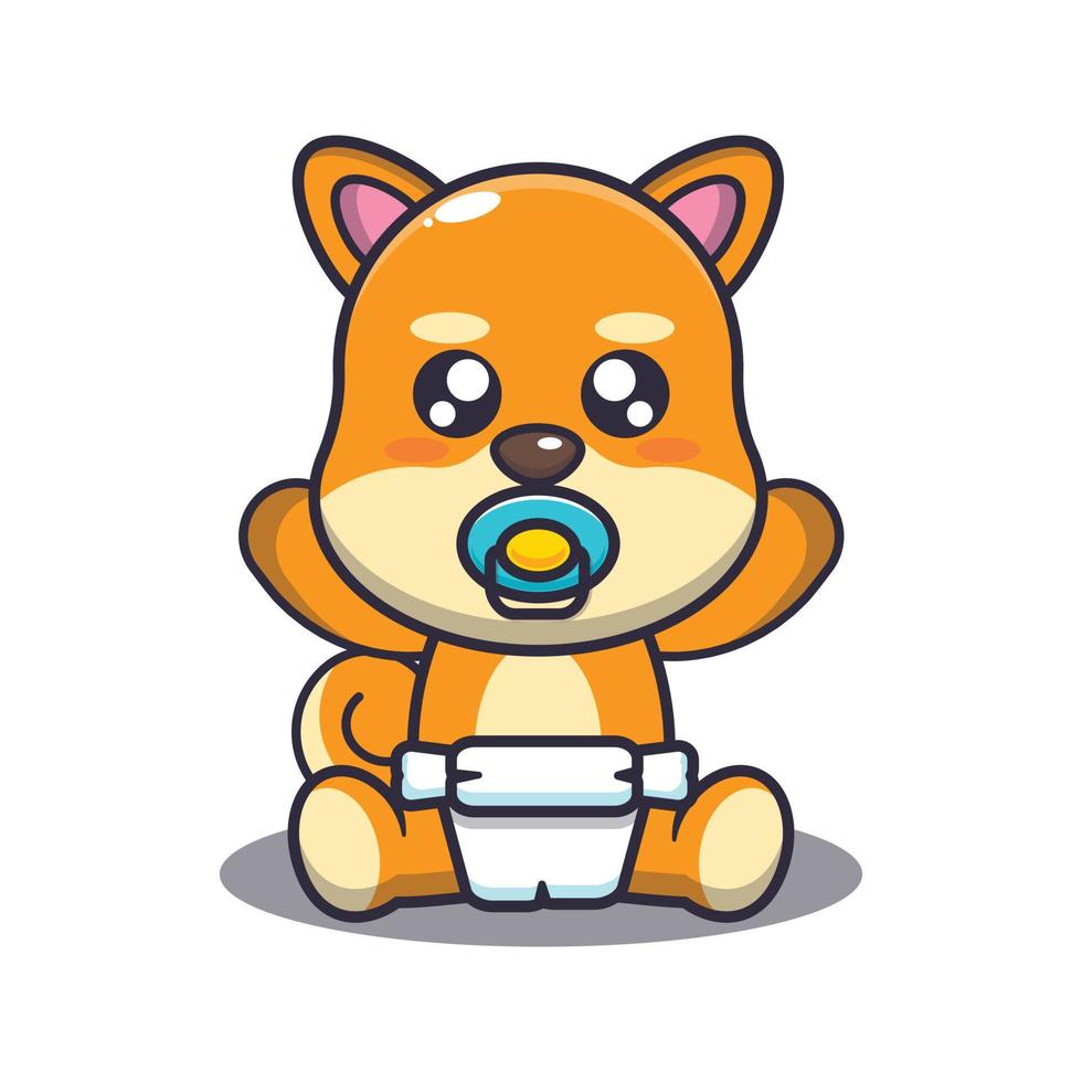 Cute baby shiba inu dog cartoon vector illustration