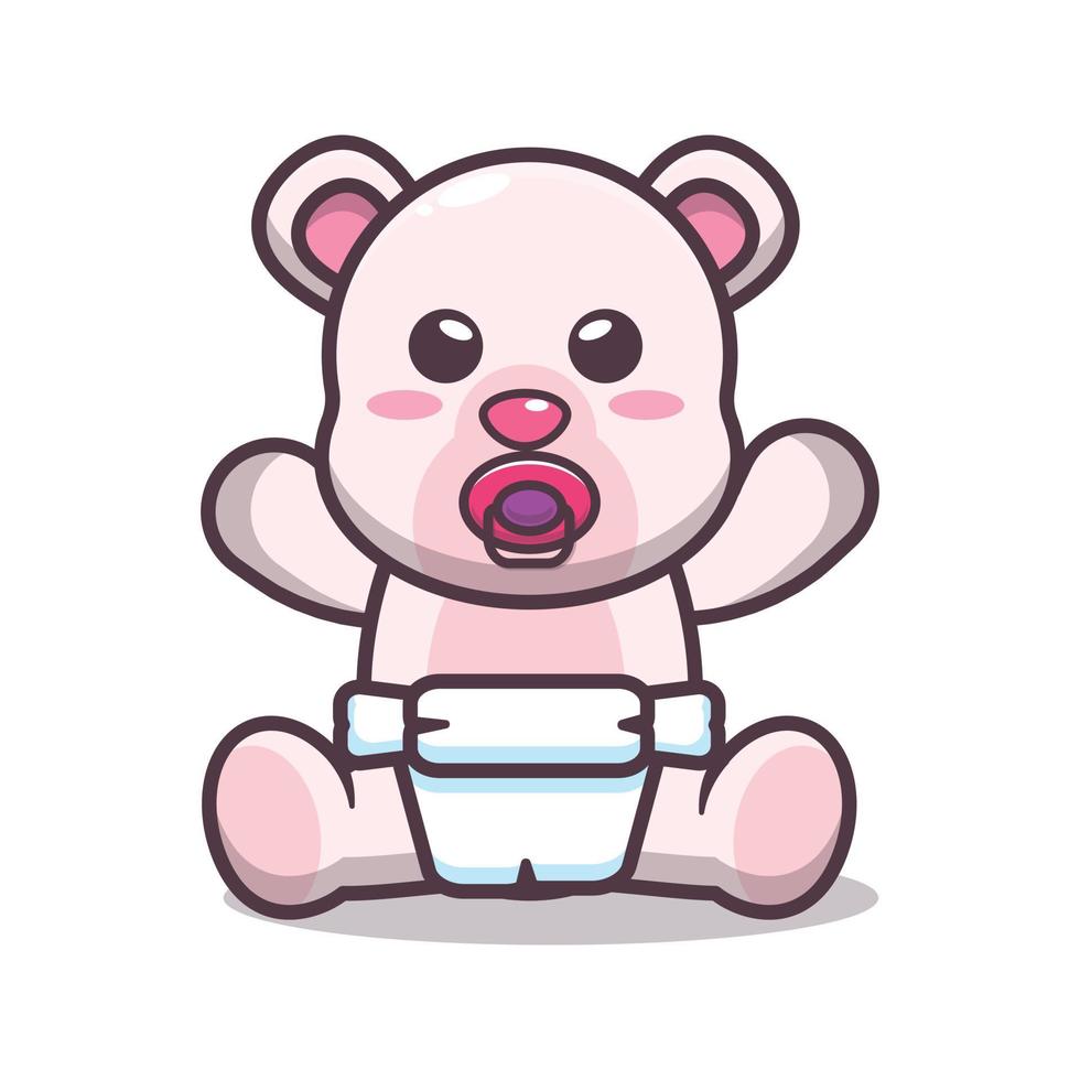 Cute baby polar bear cartoon vector illustration