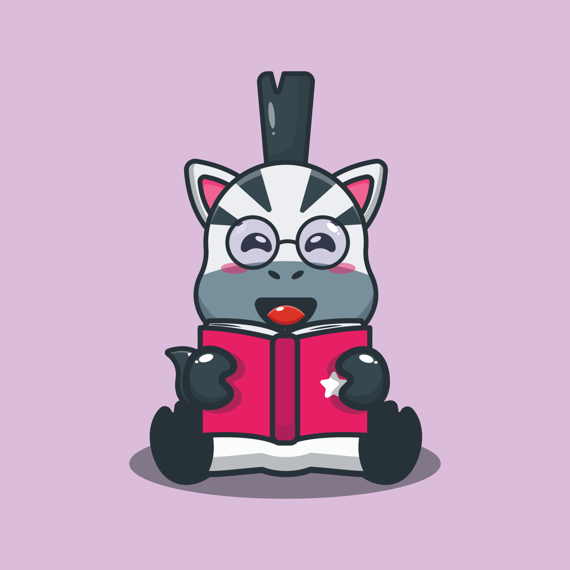 Cute zebra reading a book cartoon vector illustration 6664900 Vector