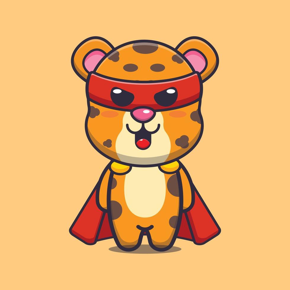 Cute super leopard cartoon vector illustration