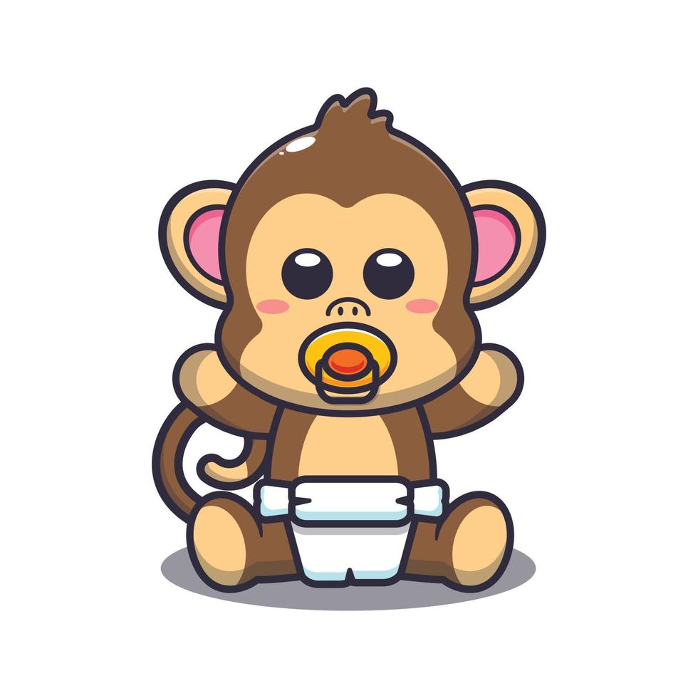Cute baby monkey cartoon vector illustration