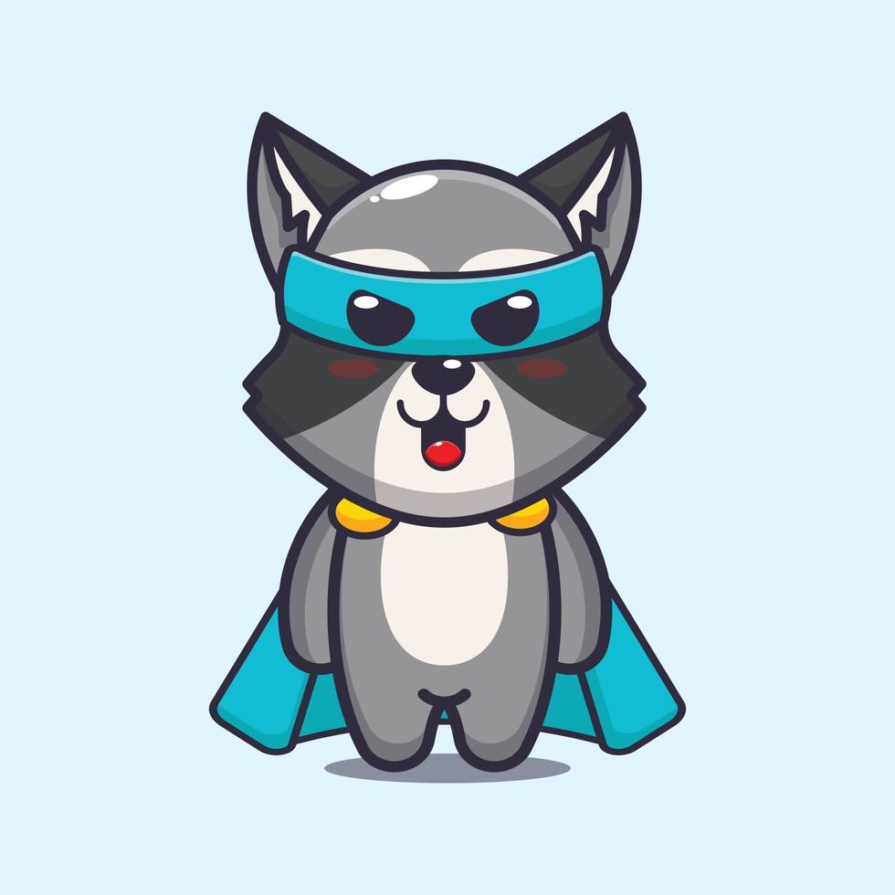 Cute super raccoon cartoon vector illustration