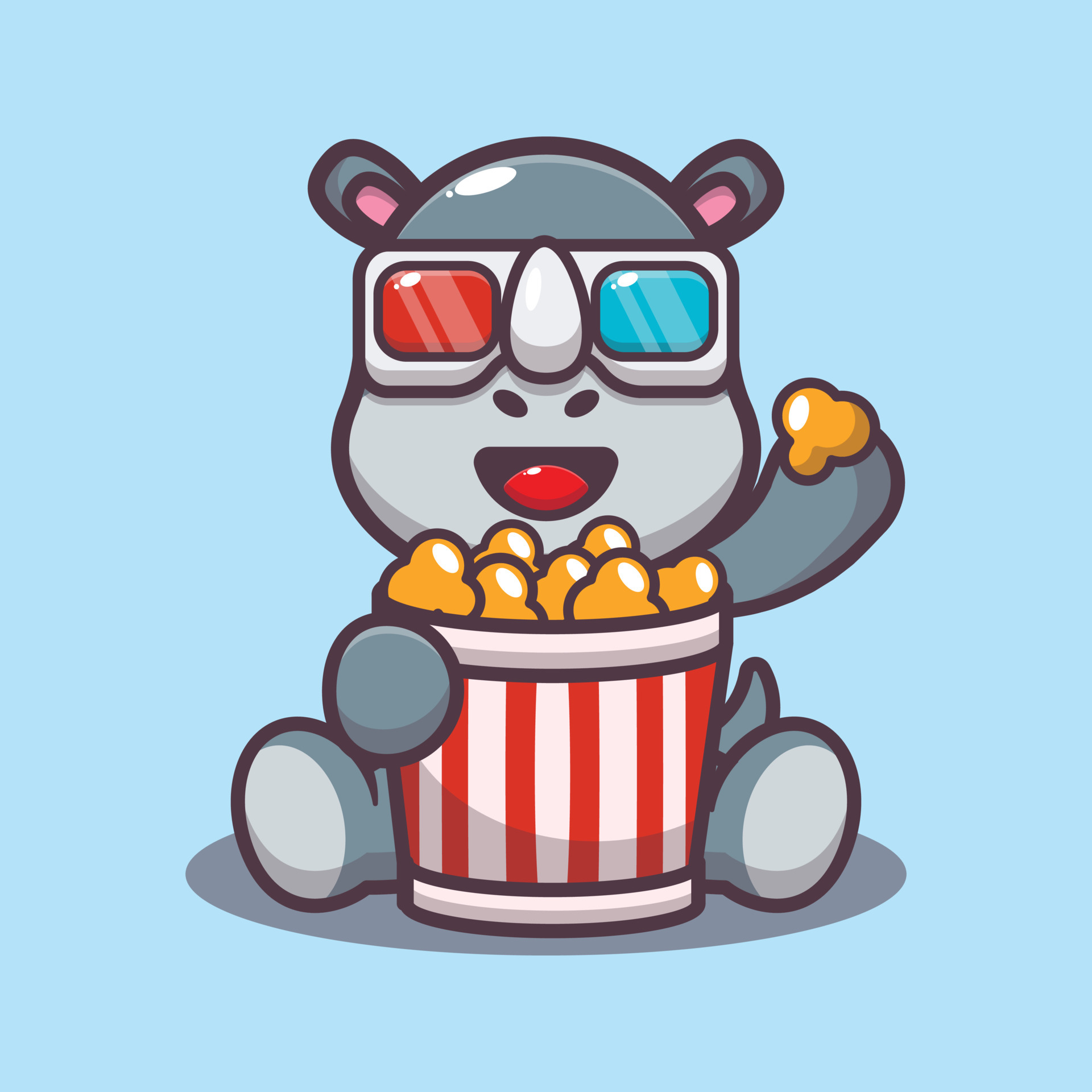 Cute rhino eating popcorn and watch 3d movie 6664984 Vector Art at Vecteezy Cute rhino eating popcorn and watch 3d movie 6664984 Vector Art at Vecteezy