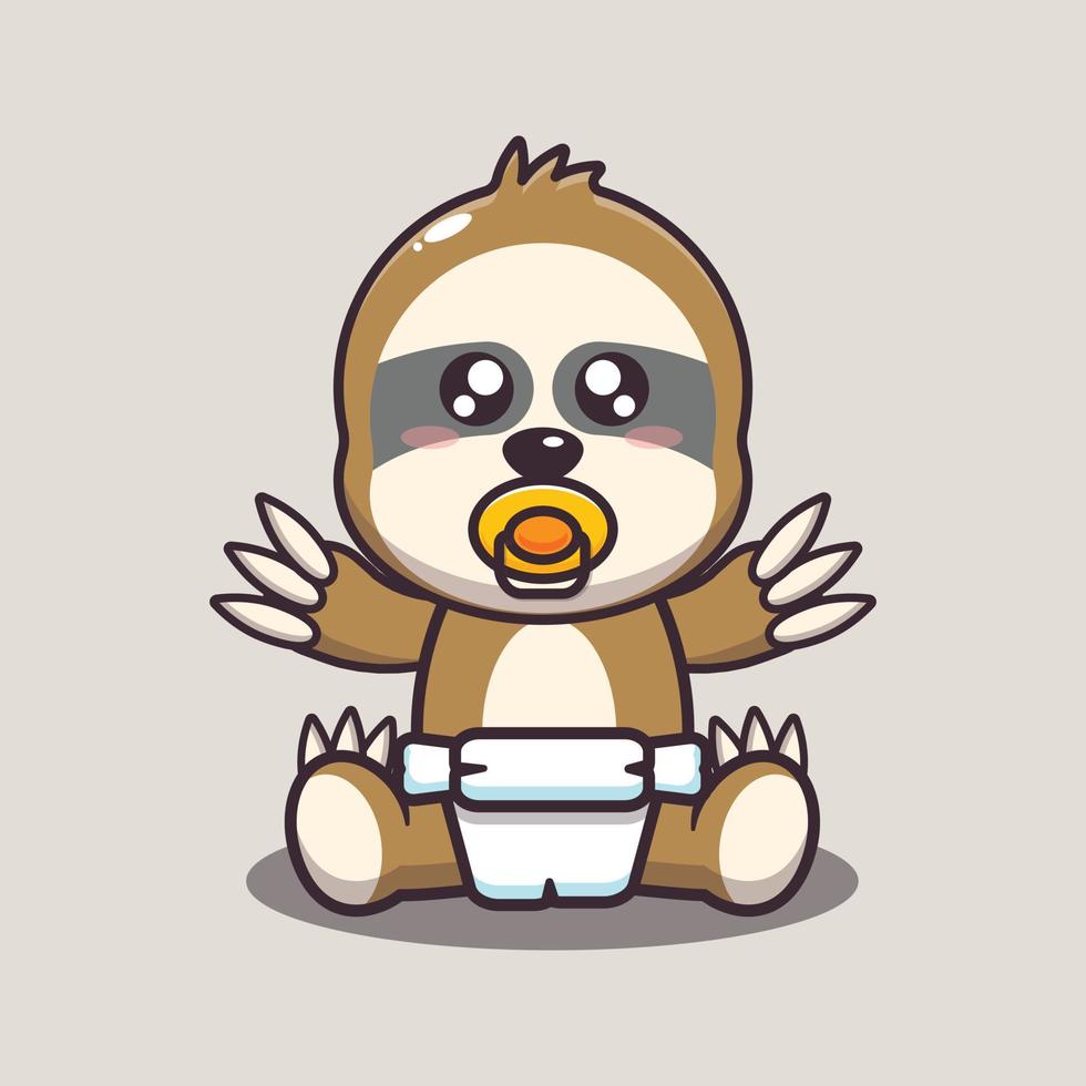 Cute baby sloth cartoon vector illustration