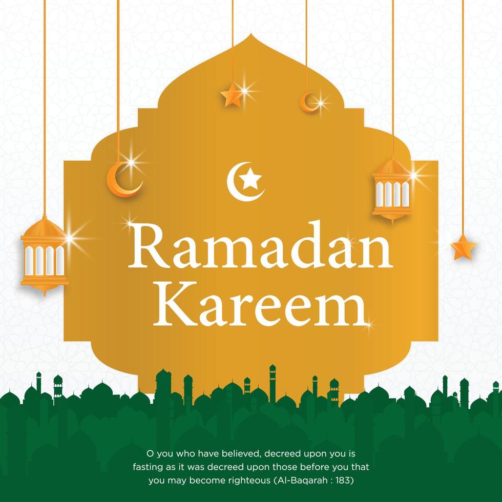 ramadan kareem islamic background design with simple modern concept and religious concept, hari raya, eid mubarak, ramdhan, iftar party banner, backdrop, cover, flyer, brochure design vector