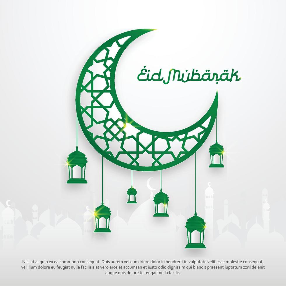 diseño de fondo islámico eid mubarak con uso de estilo árabe para plantilla de tarjeta de felicitación y diseño de póster vector