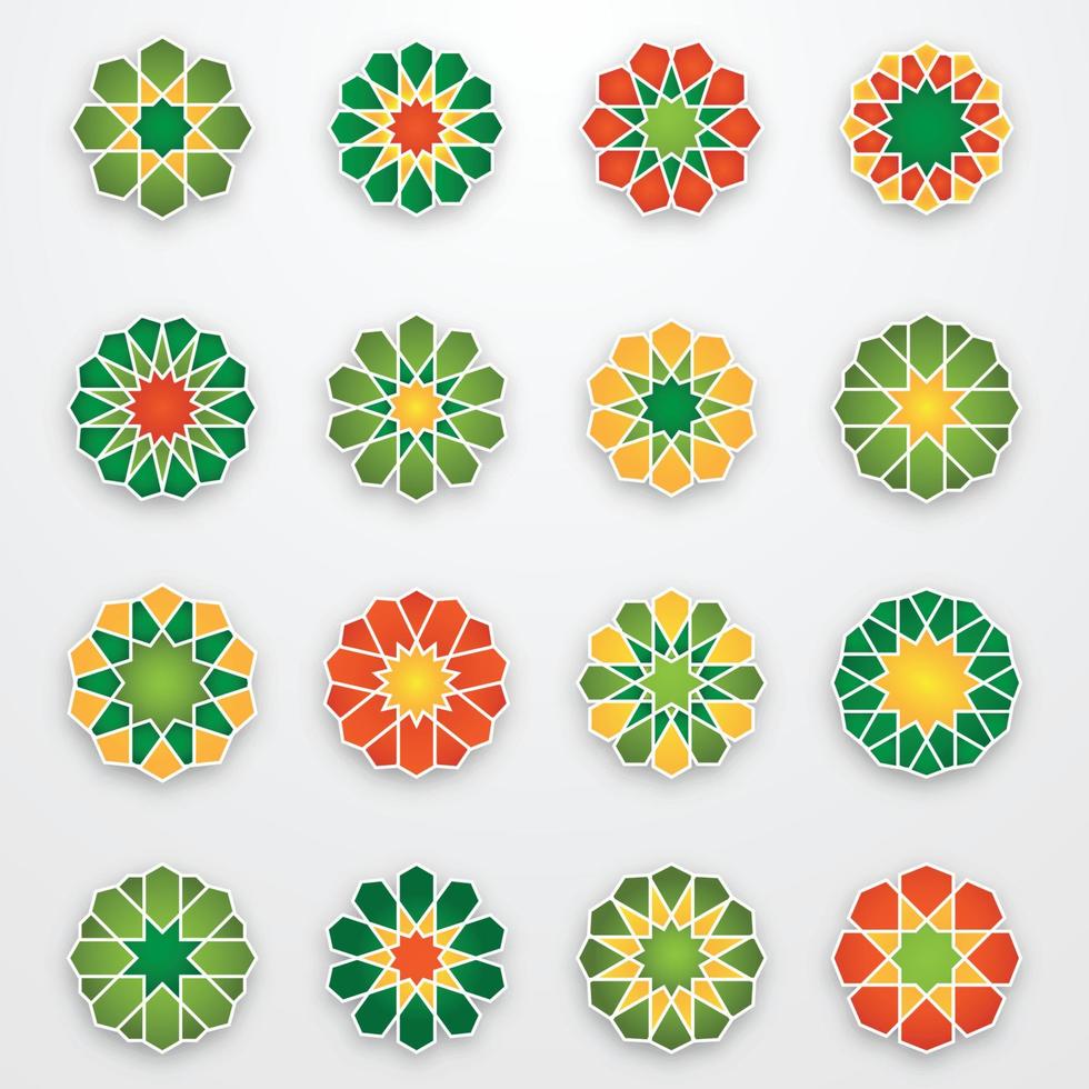 conjunto de adorno circular con uso de concepto de flor para elemento de decoración o papel tapiz futurista, islámico, árabe, ramadán, ie, deepavali vector