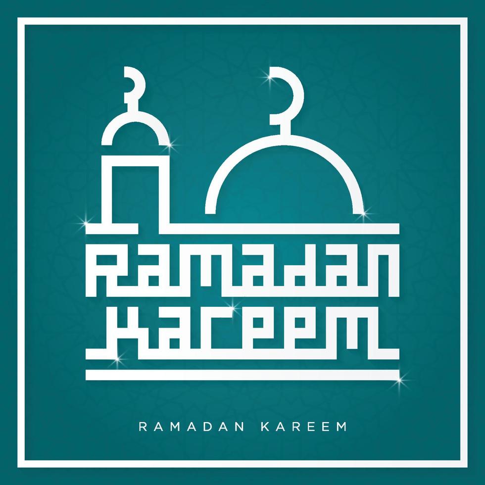 ramadan kareem background with mosque and arabic calligraphy pattern use for social media ads and banner template vector