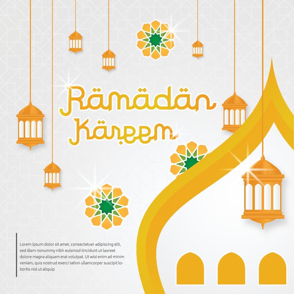 ramadan kareem islamic background with mosque dome and arabian pattern concept style, eid mubarak, hari raya, eid fitr, eid adha, hajj, umrah vector