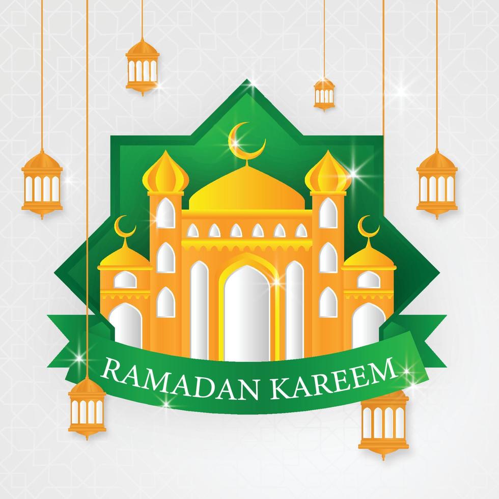 ramadan kareem islamic background with mosque dome and arabian pattern concept style, eid mubarak, hari raya, eid fitr, eid adha, hajj, umrah vector