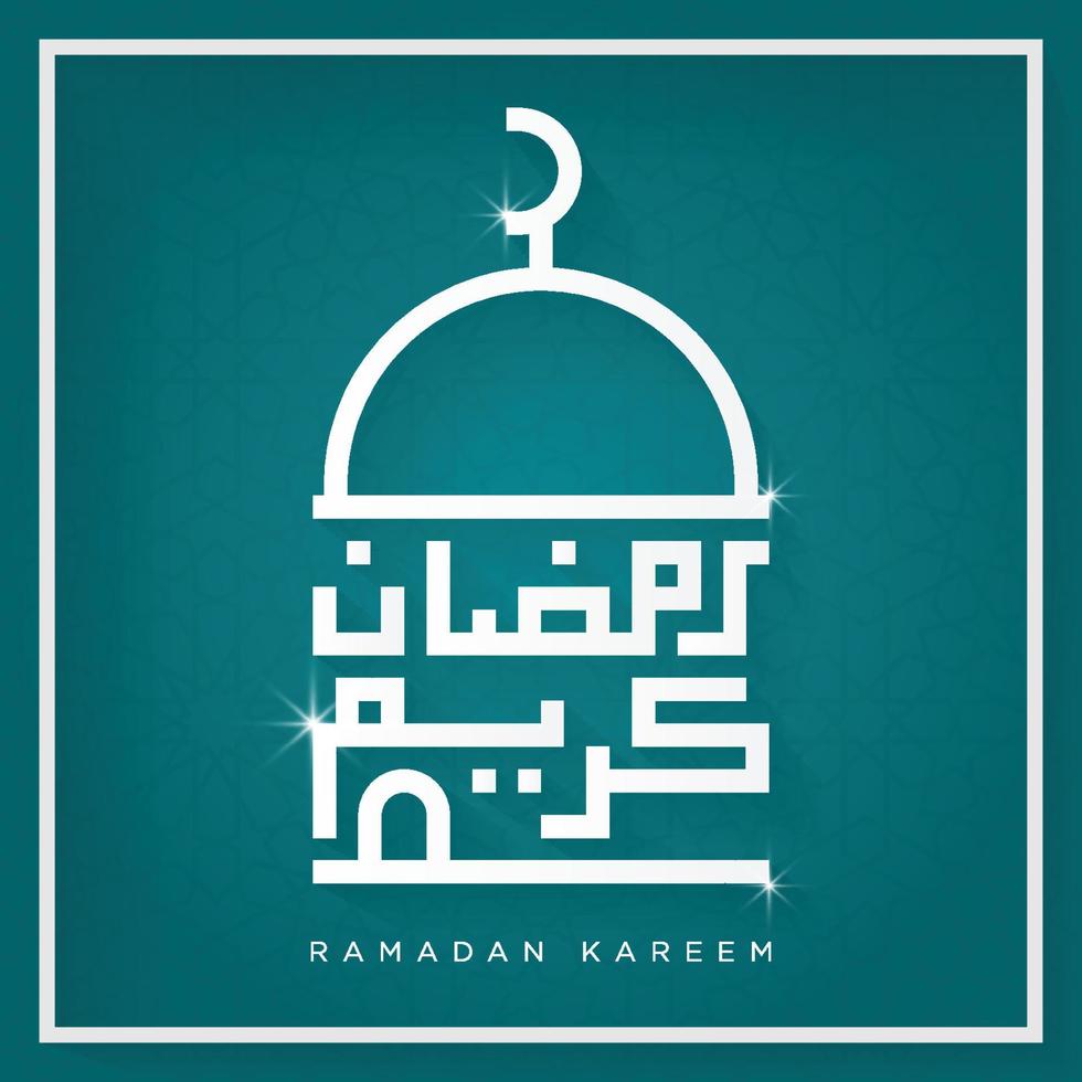 ramadan kareem background with mosque and arabic calligraphy pattern use for social media ads and banner template vector