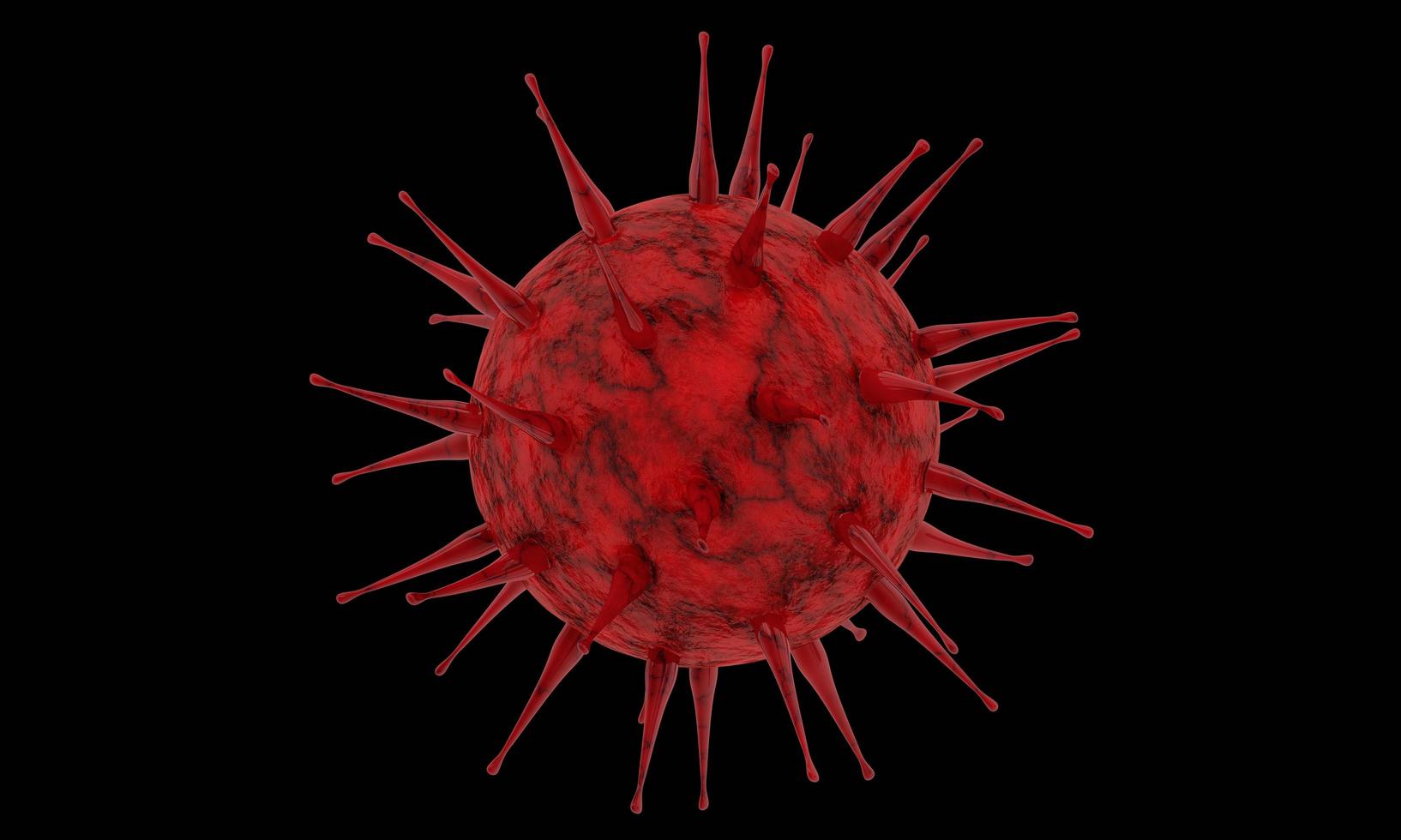 Model for Coronavirus Covid-19 outbreak and coronaviruses influenza concept  on a black background as dangerous flu strain cases as a pandemic medical health risk  with disease cell as a 3D render photo