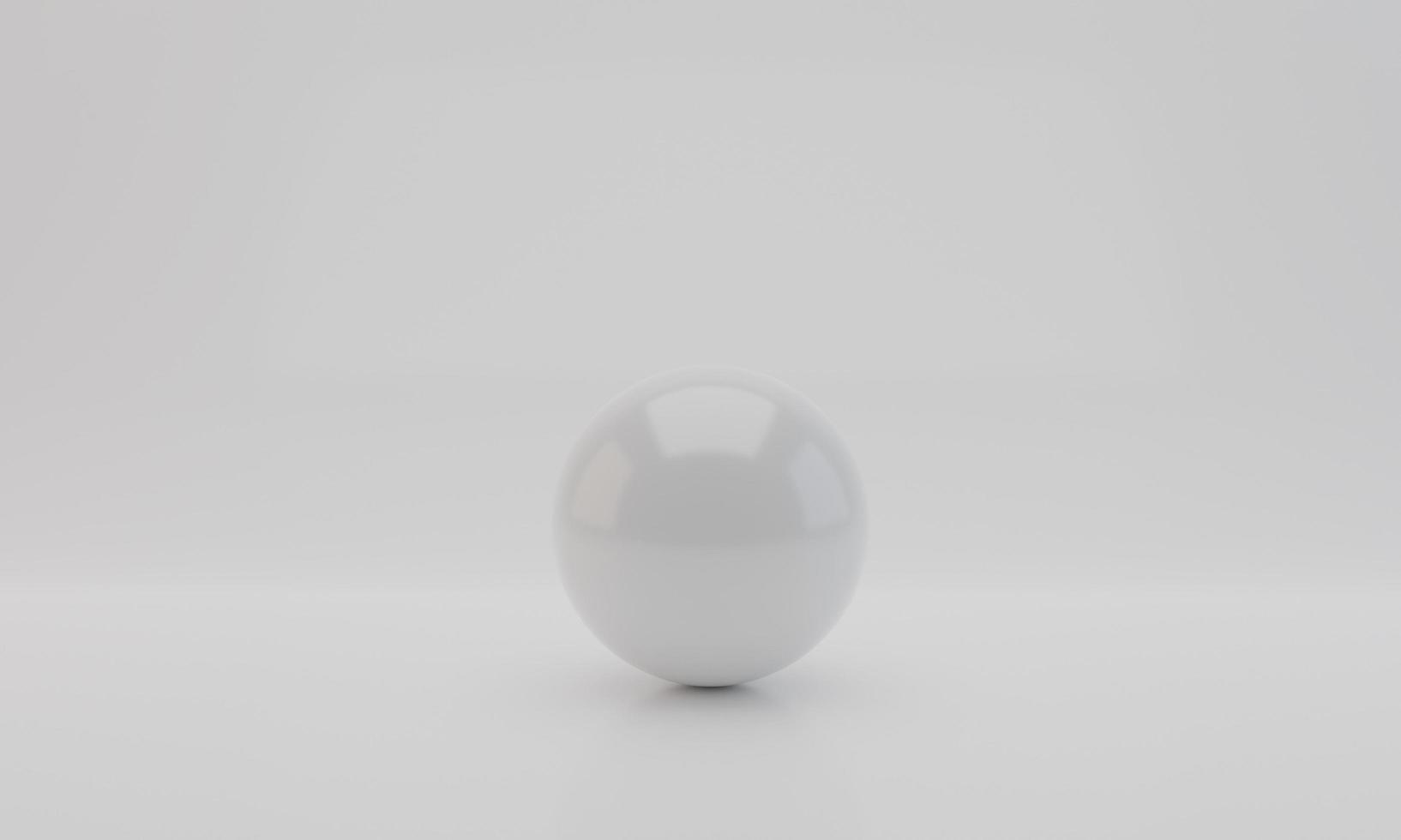 White Sphere with Reflection on white background. 3D Rendering. photo