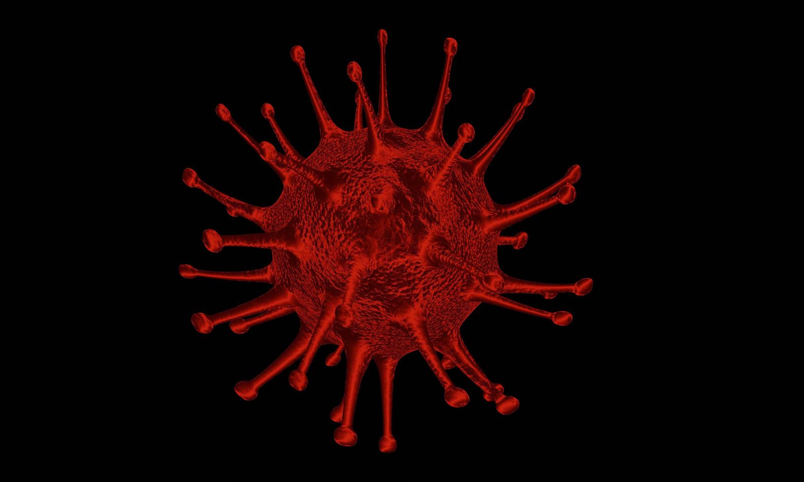 Model for Coronavirus Covid-19 outbreak and coronaviruses influenza concept  on a black background as dangerous flu strain cases as a pandemic medical health risk  with disease cell as a 3D render photo