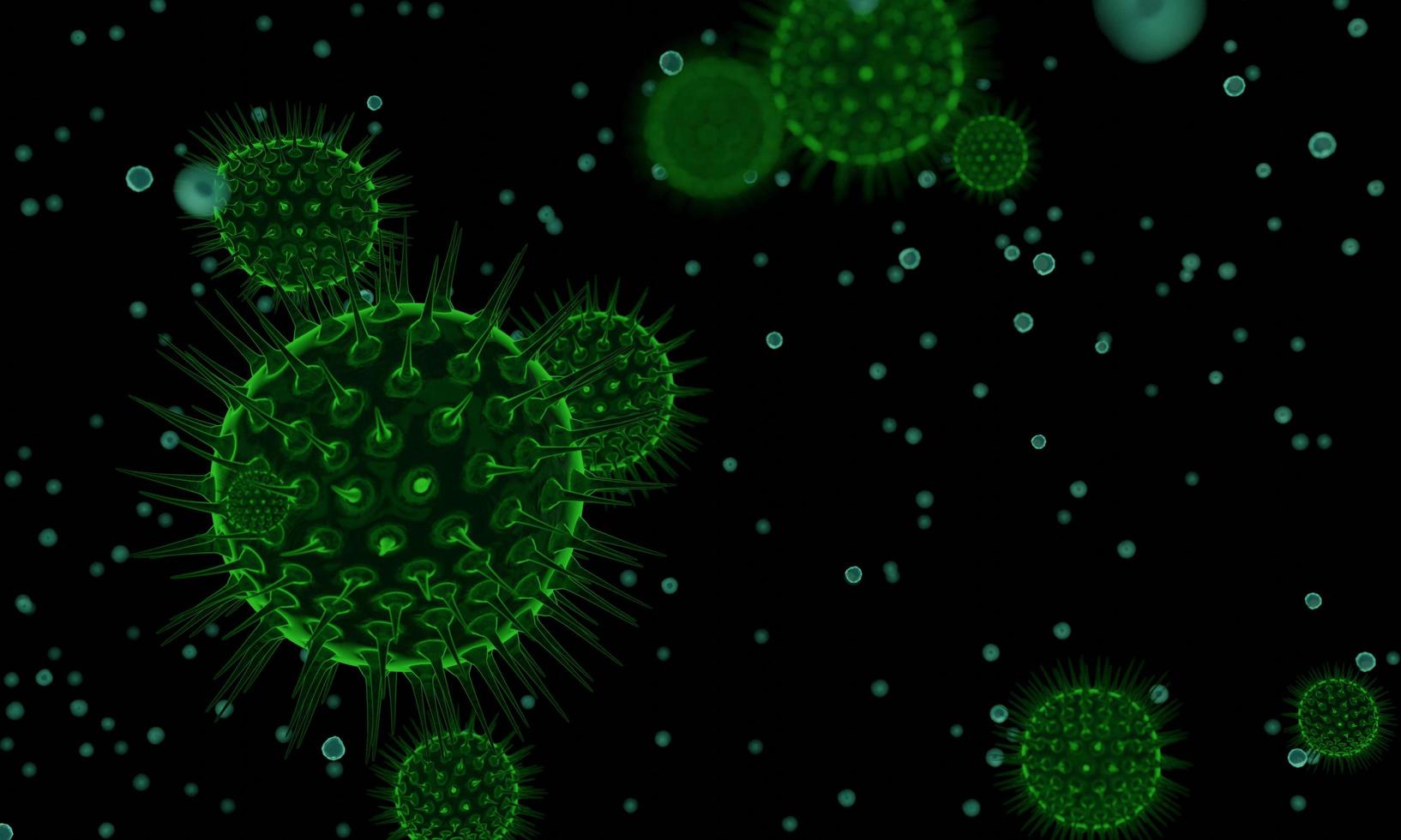 Coronavirus 2019-nCov novel coronavirus cell concept. Dangerous flu strain cases as a pandemic. Microscope virus close up. 3d rendering. photo