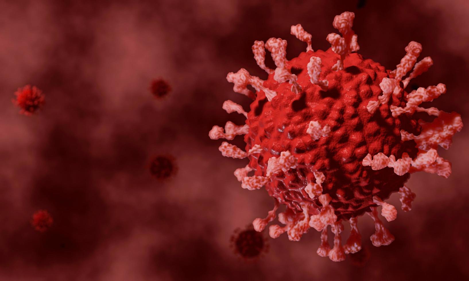Model for Coronavirus Covid-19 outbreak and coronaviruses influenza concept  on a black background as dangerous flu strain cases as a pandemic medical health risk  with disease cell as a 3D render photo