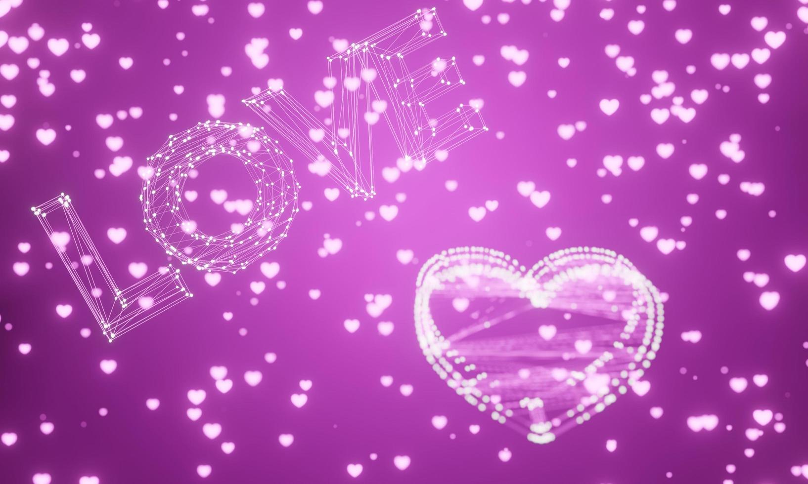 Pink letters of Love isolated on pink background for Happy Valentine's Day celebration in 3d rendering. photo