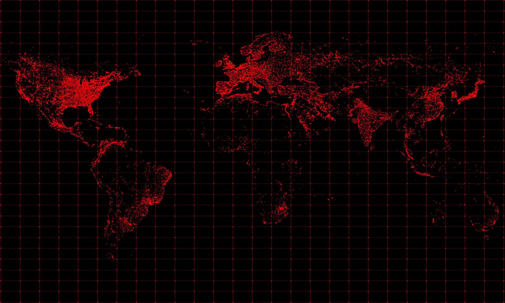 The red world map shows a virus or danger epidemic. The gridlines and red dot show the coordinates on the map. Coronavirus COVID-19 Outbreak. 3D Rendering. photo