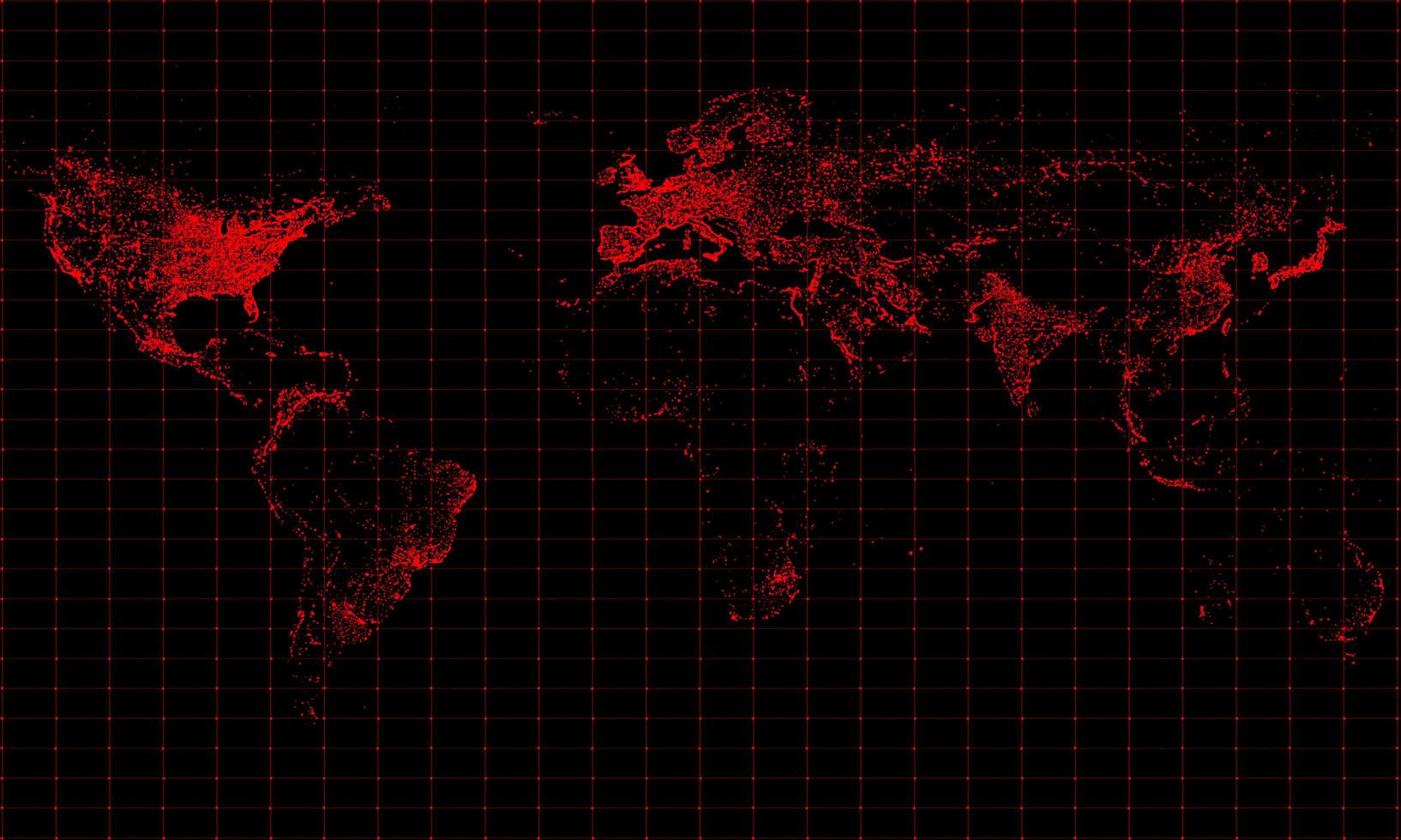 el mapa del mundo rojo muestra una epidemia de virus o peligro. las líneas de cuadrícula y el punto rojo muestran las coordenadas en el mapa. brote de coronavirus covid-19. representación 3d foto