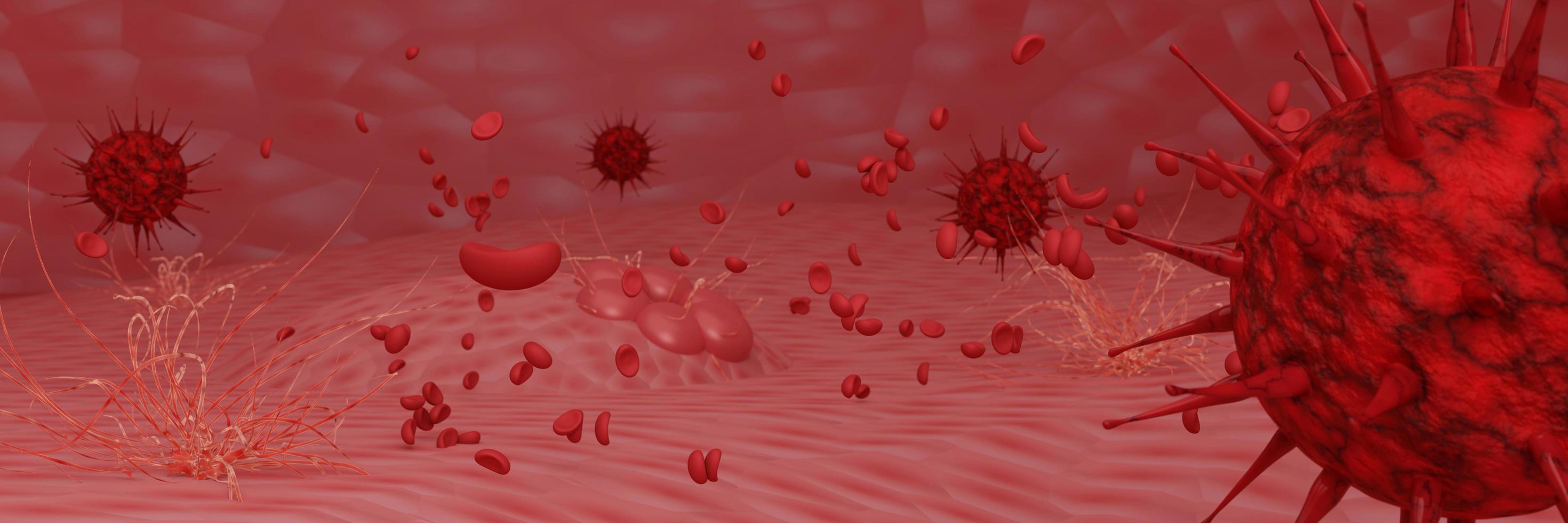 Model for Coronavirus Covid-19 outbreak and coronaviruses influenza concept   dangerous flu strain cases as a pandemic medical health risk  with disease cell as a 3D render photo