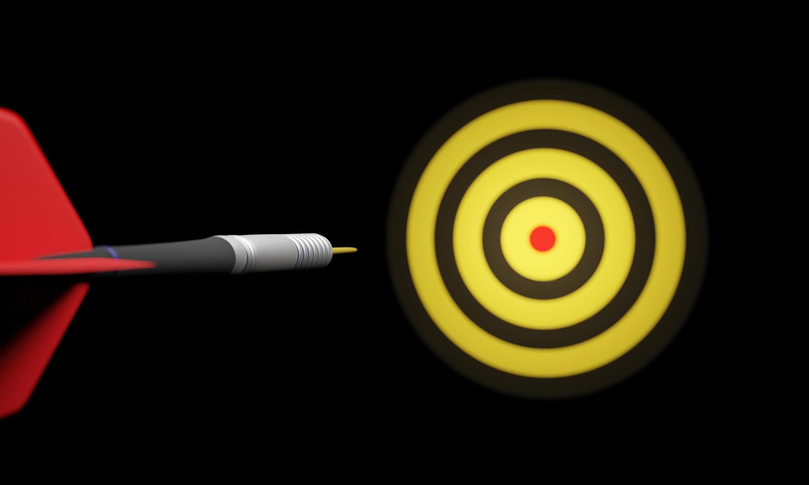 Arrow hitting in the target center of bullseye for Business focus concept,  Modern style. 3D rendering. photo