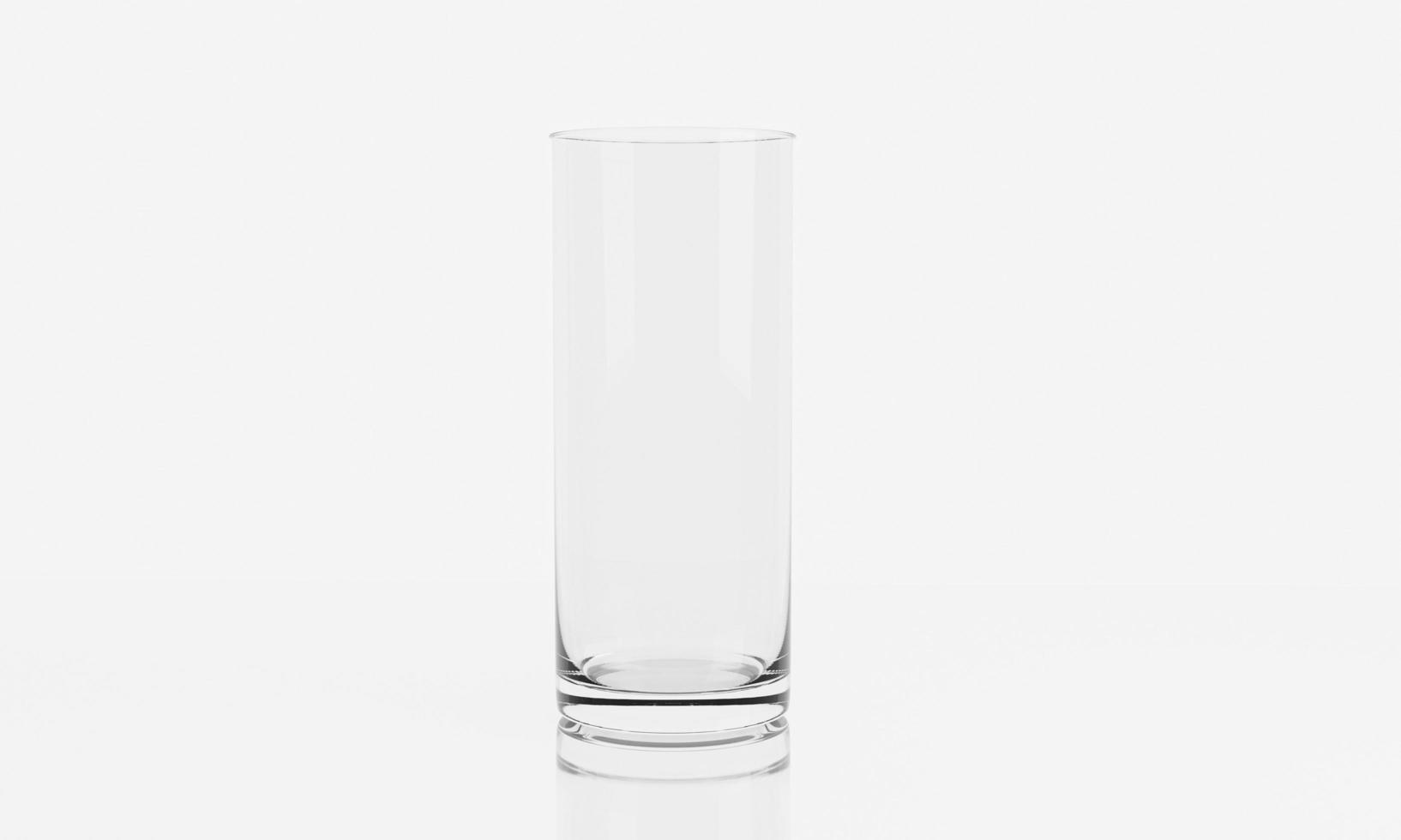 Empty glass on white background with  reflection . It clear and purity .  3D Rendering. photo