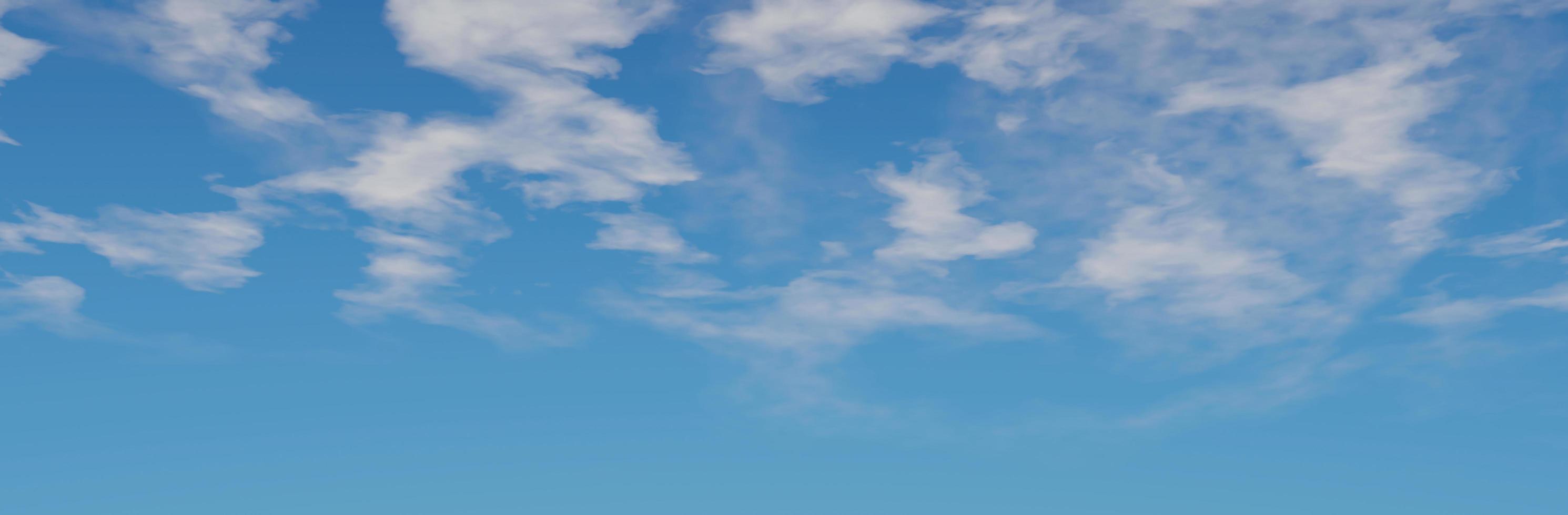 Panorama. blue sky background with a tiny clouds. Sunshine clouds sky during morning background. Abstract blurred cyan gradient of peaceful nature. photo