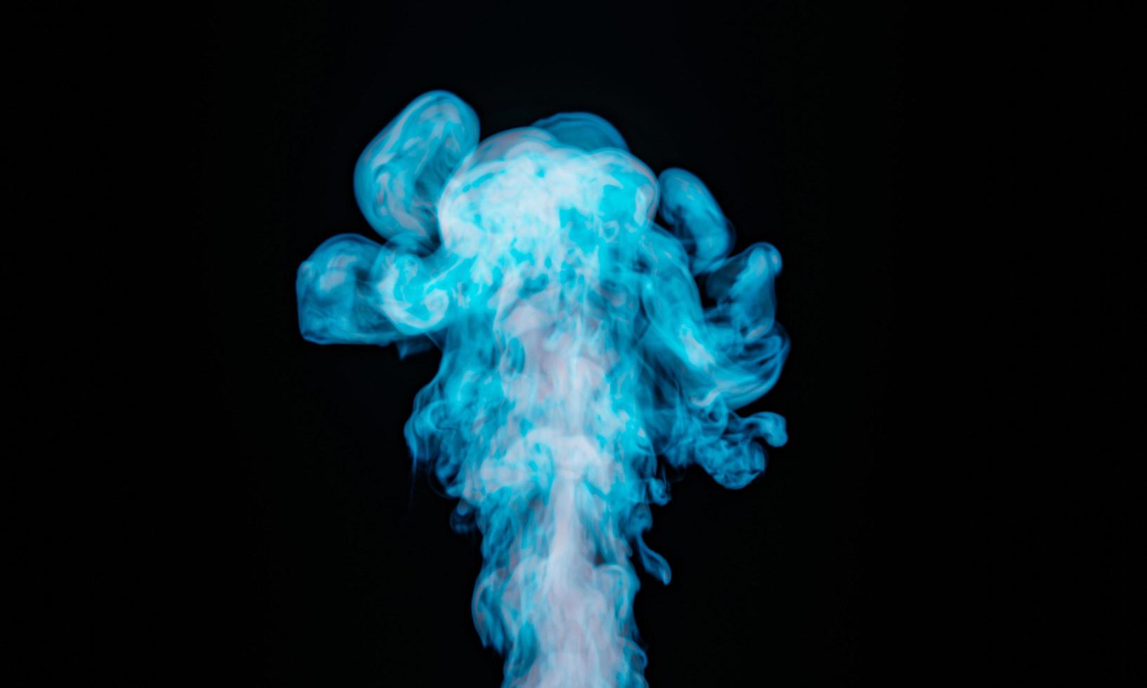 White smoke mixed with blue Floats from the bottom up on a black background.3D Rendering photo