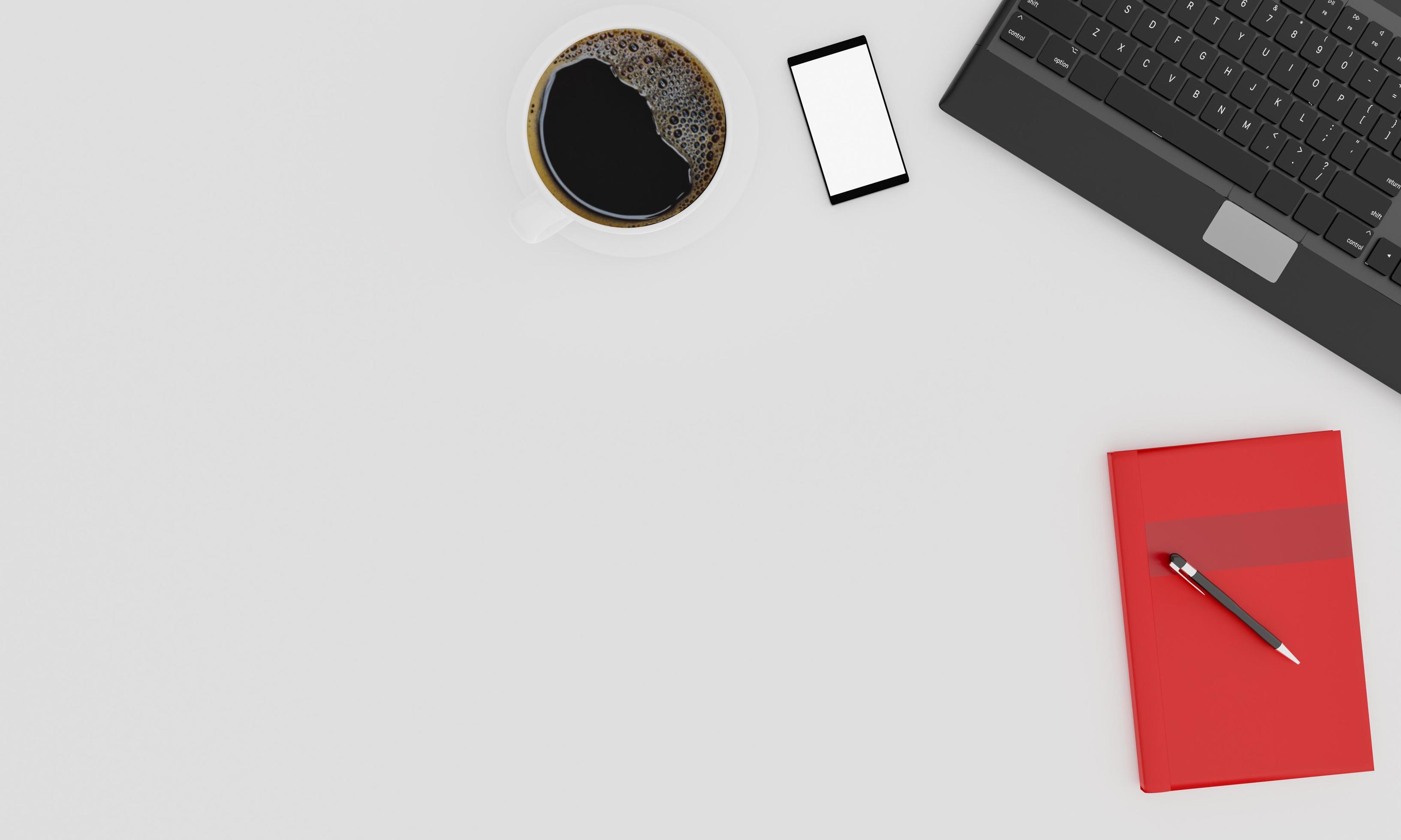 Black laptop computer, cup of black coffee , Red book and smartphone on white background and wallpaper. Top view with copy space, flat lay. 3D Rendering. 6667805 Stock Photo at Vecteezy Black laptop computer, cup of black coffee , Red book and smartphone on white background and wallpaper. Top view with copy space, flat lay. 3D Rendering. 6667805 Stock Photo at Vecteezy