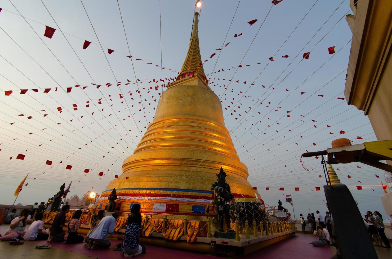 Phukhao Thong Temple  on the night photo