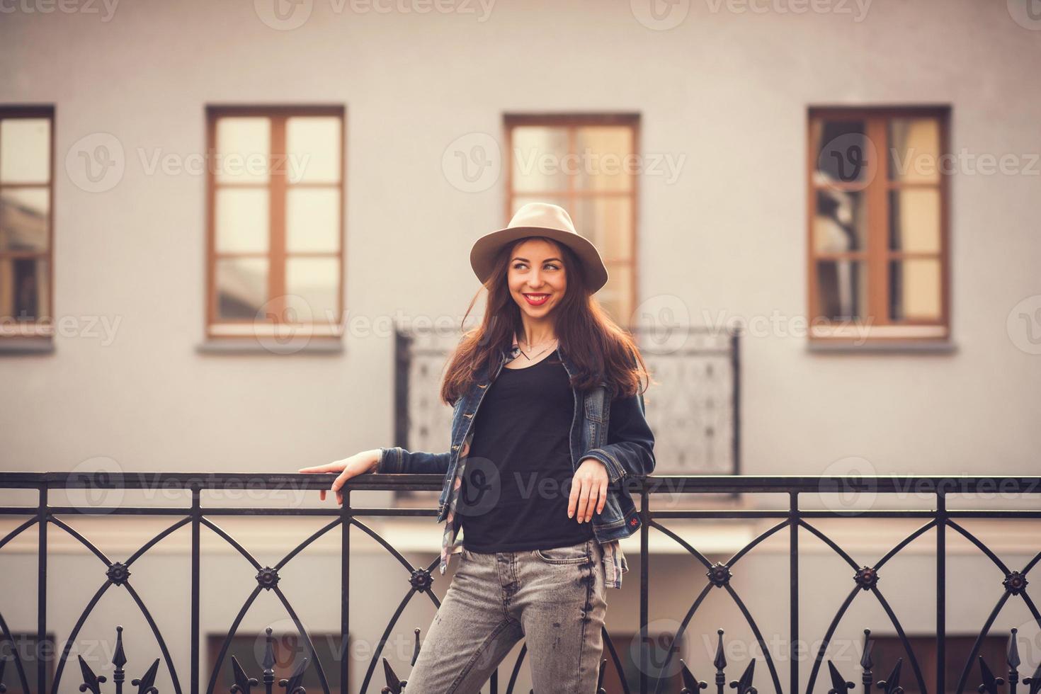 positive girl in a hat photo