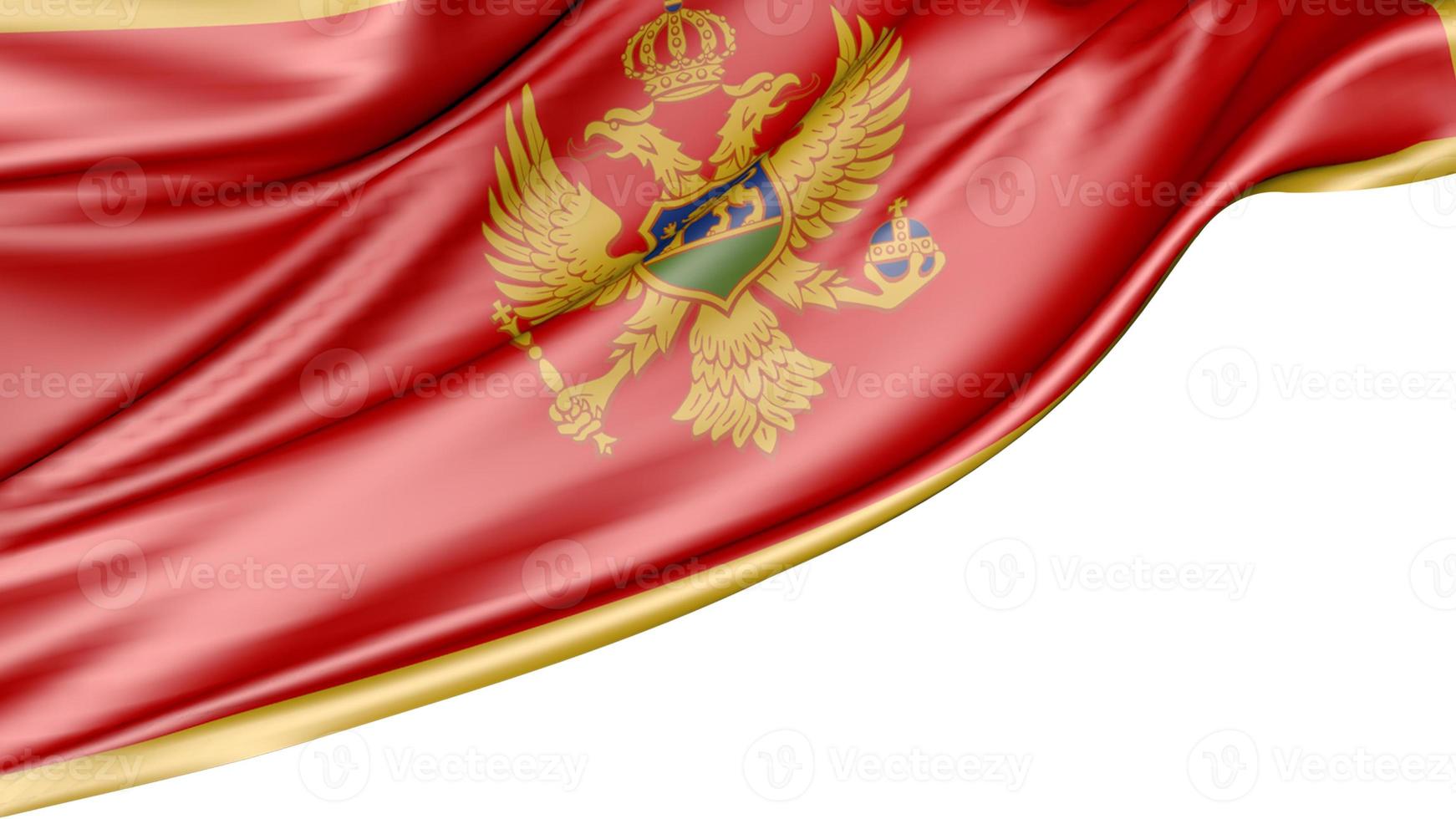 Montenegro Flag Isolated on White Background, 3d Illustration photo