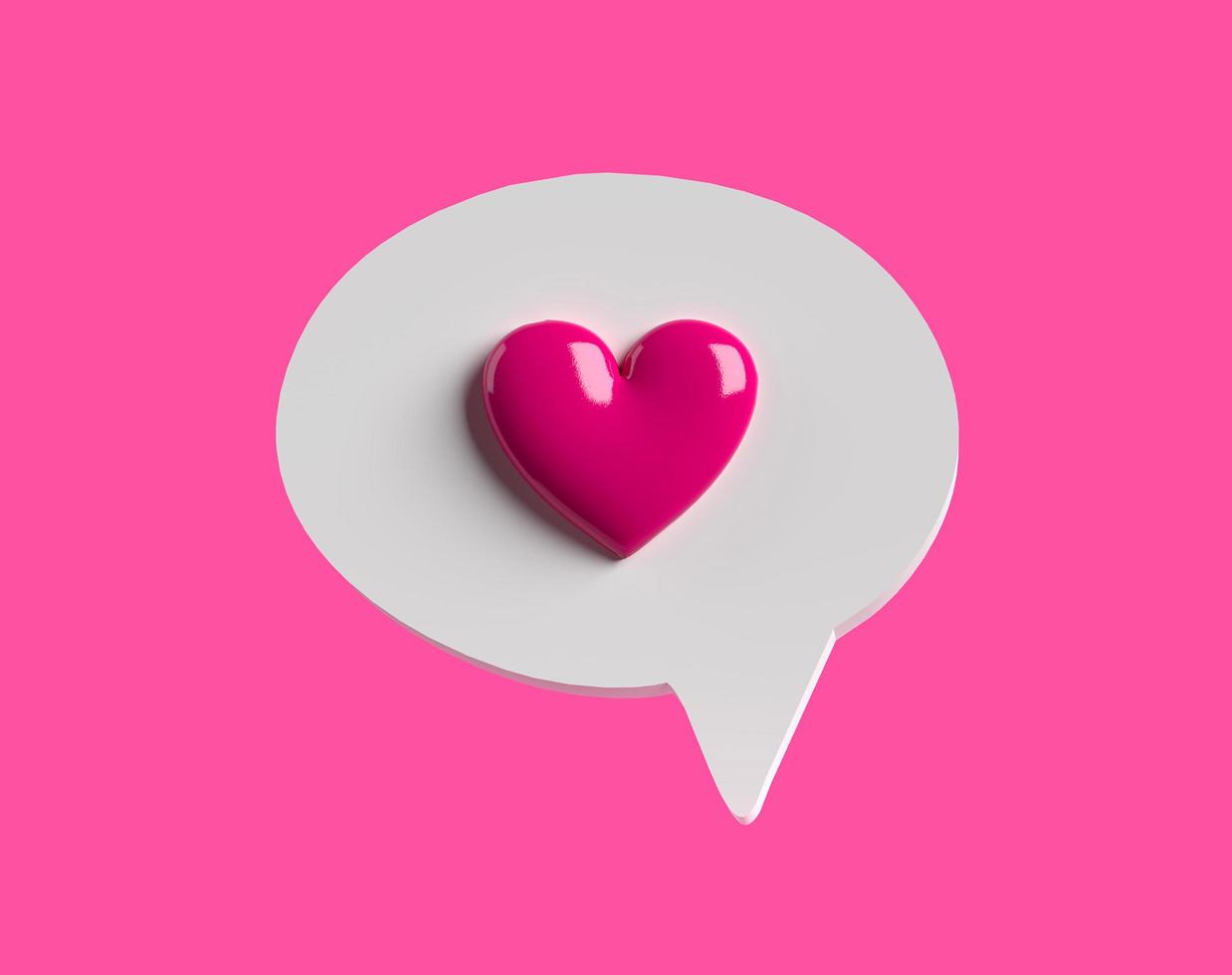 3d speech bubble with heart photo