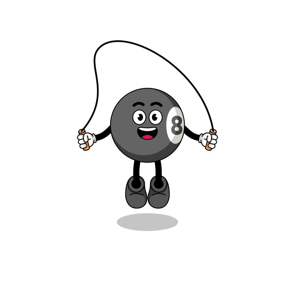 billiard ball mascot cartoon is playing skipping rope vector