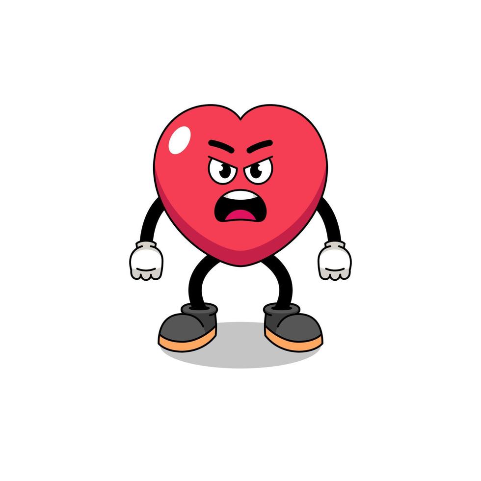 love cartoon illustration with angry expression vector