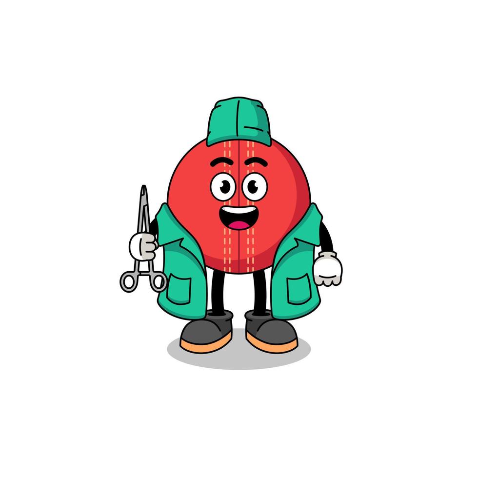 Illustration of cricket ball mascot as a surgeon vector