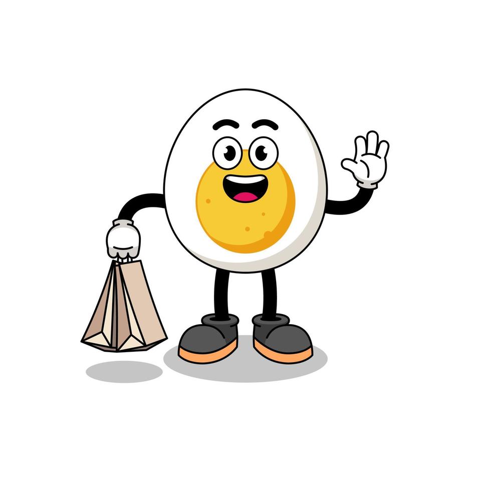 Cartoon of boiled egg shopping vector