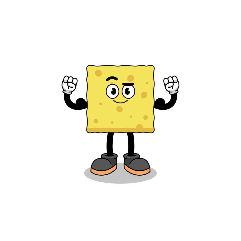 Mascot cartoon of sponge posing with muscle vector