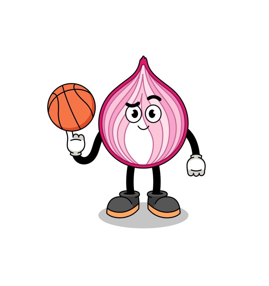 sliced onion illustration as a basketball player vector