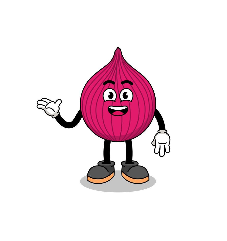 onion red cartoon with welcome pose vector