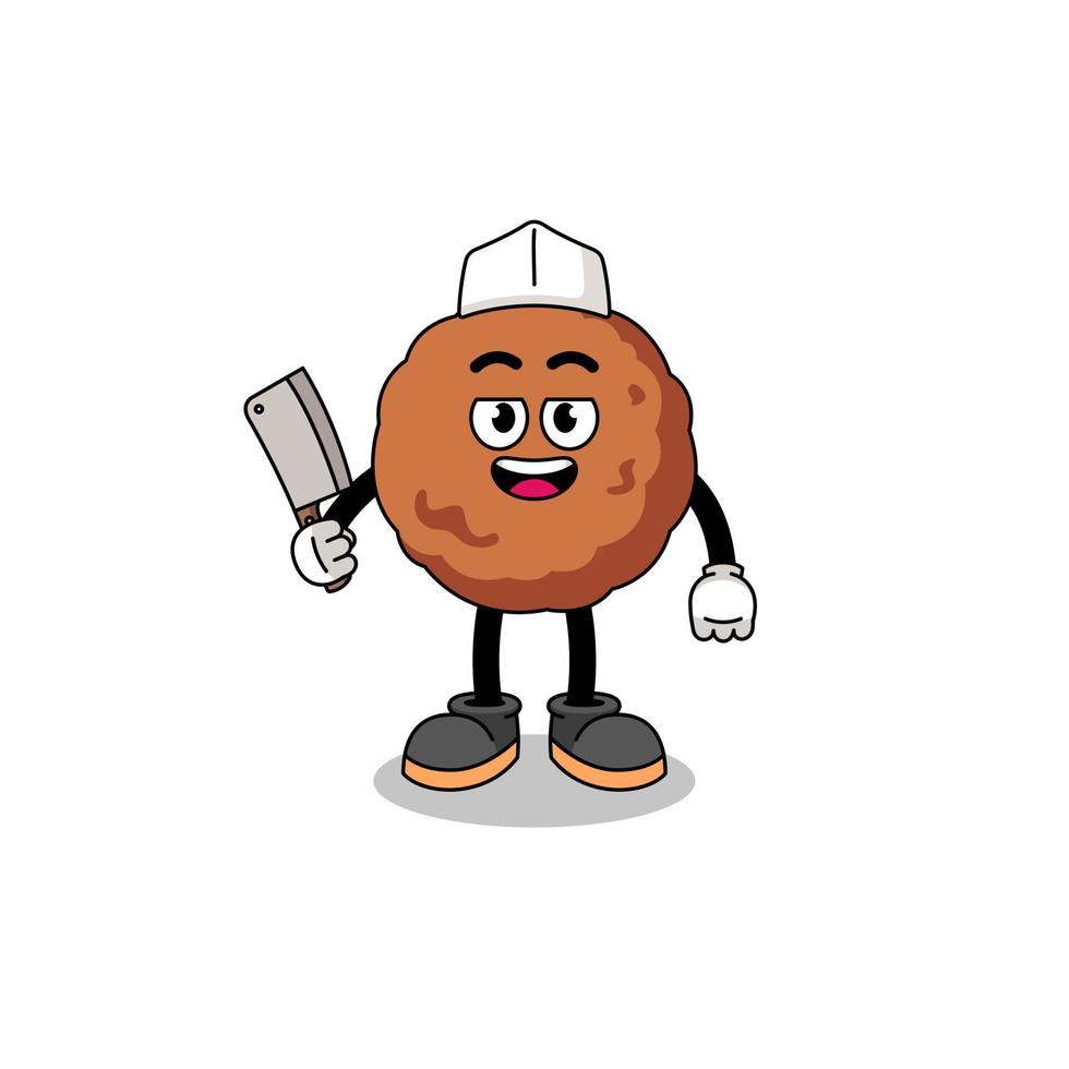 Mascot of meatball as a butcher vector