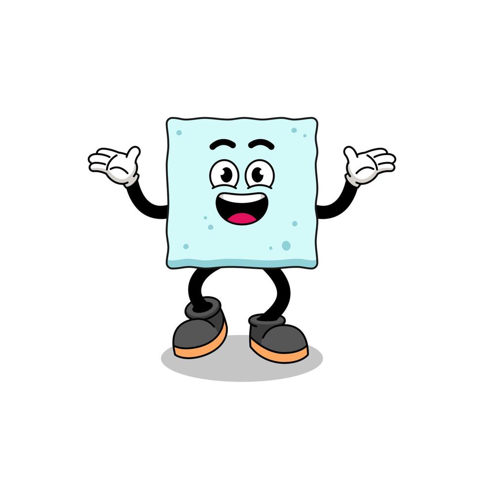 sugar cube cartoon searching with happy gesture vector