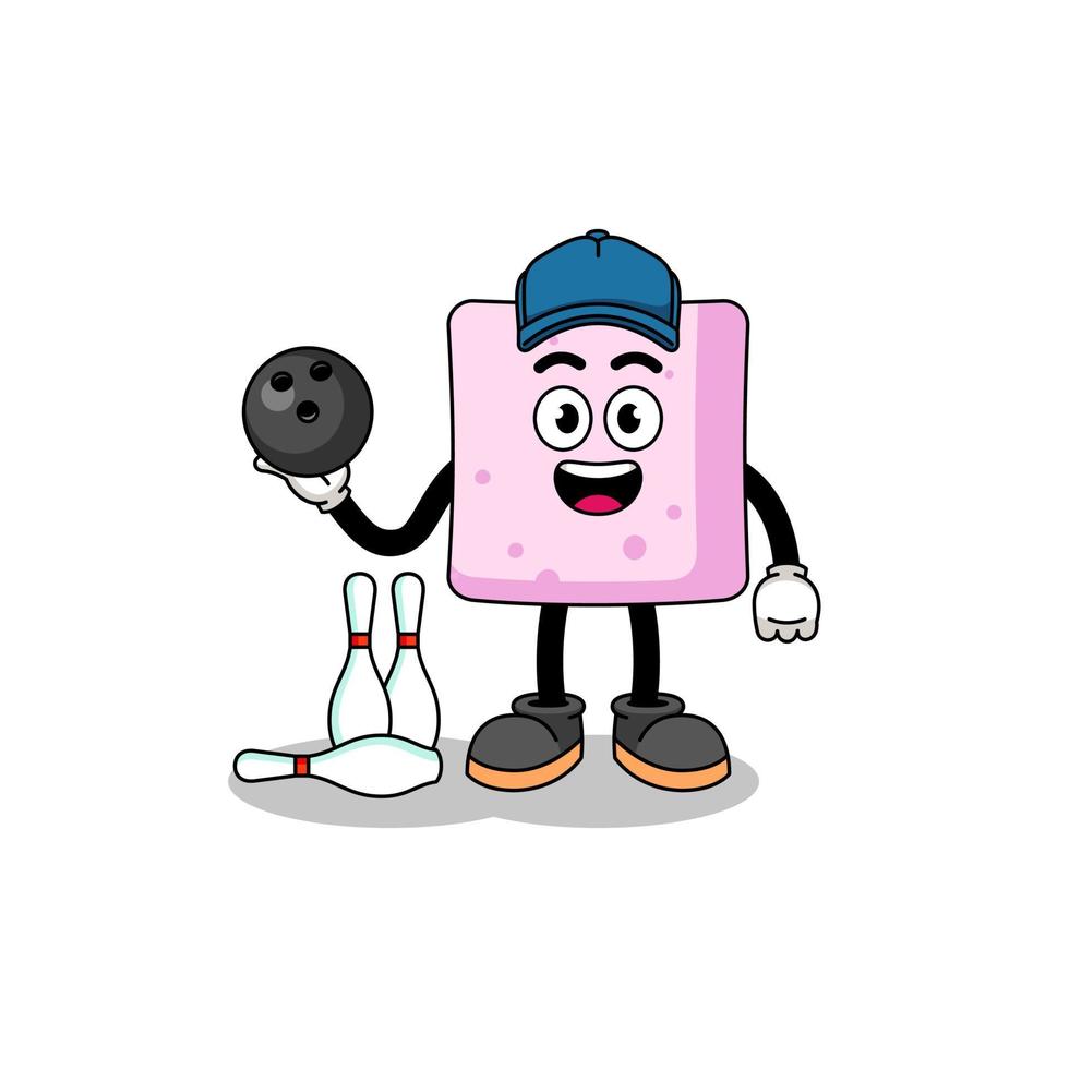 Mascot of marshmallow as a bowling player vector