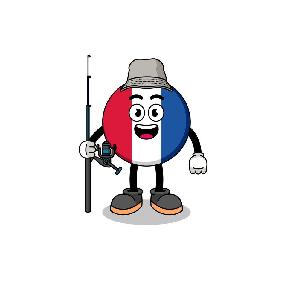 ilustración de la mascota del pescador de la bandera de francia vector