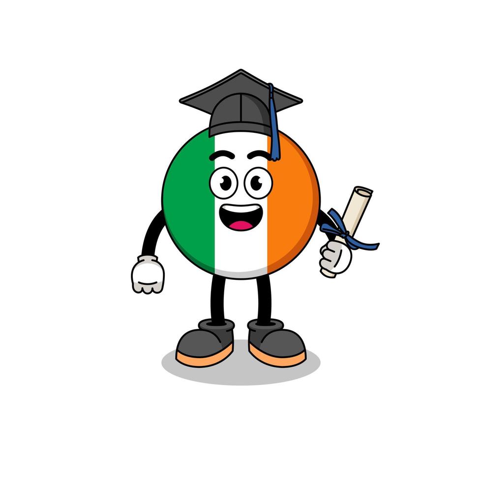 ireland flag mascot with graduation pose vector