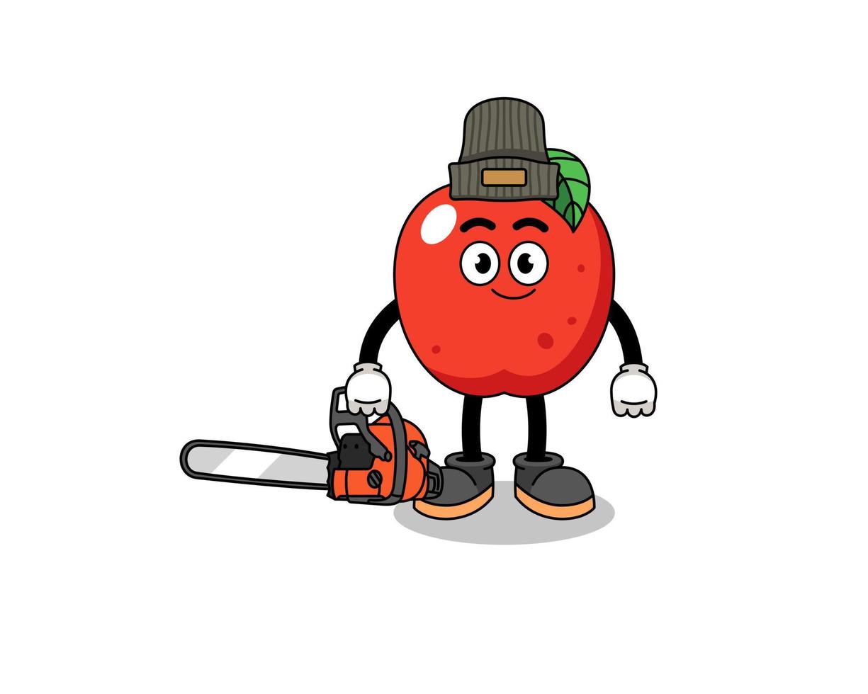 apple illustration cartoon as a lumberjack vector