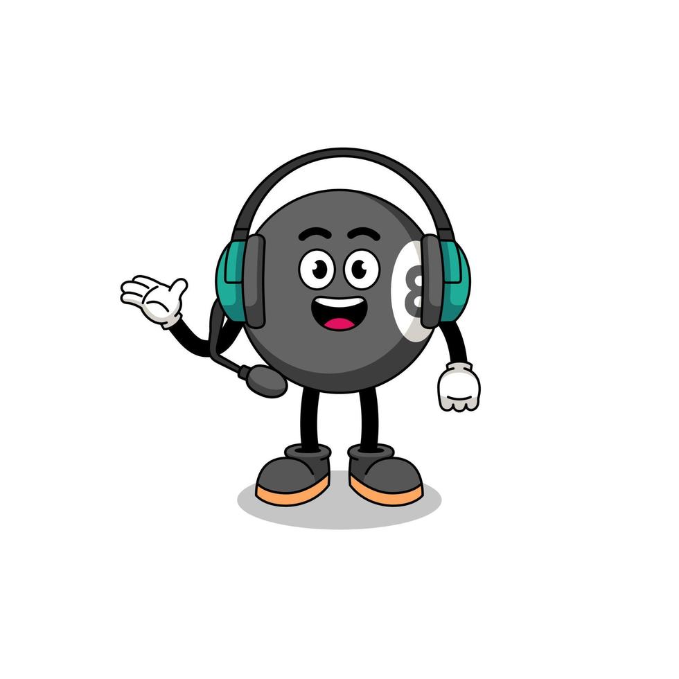 Mascot Illustration of billiard ball as a customer services vector